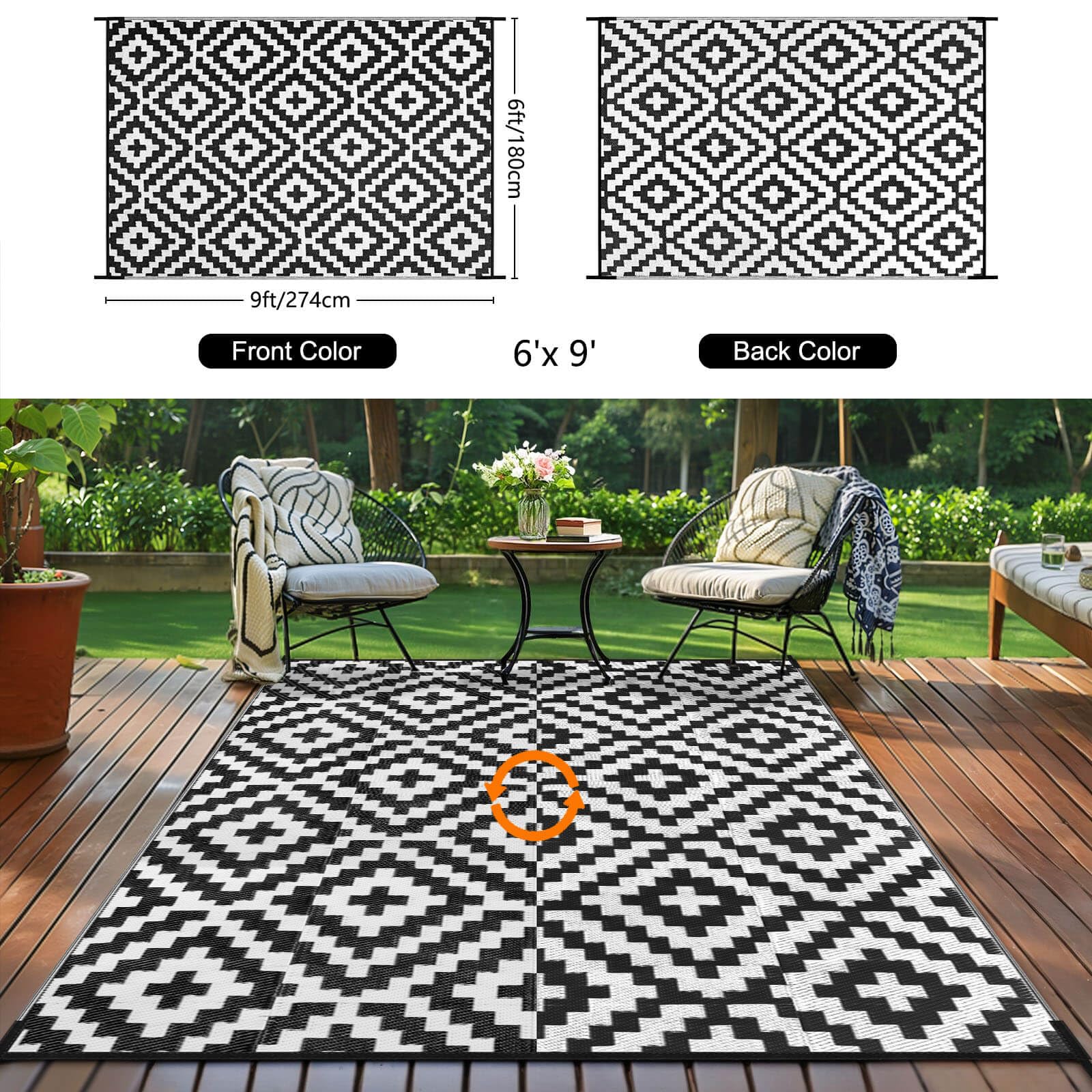 Kalafun lado reversible mostrado, dos patrones decorativos