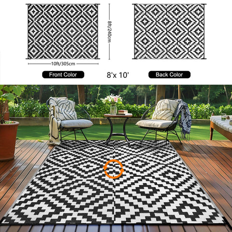 Kalafun alfombra reversible mostrando ambos patrones, versatilidad decorativa práctica