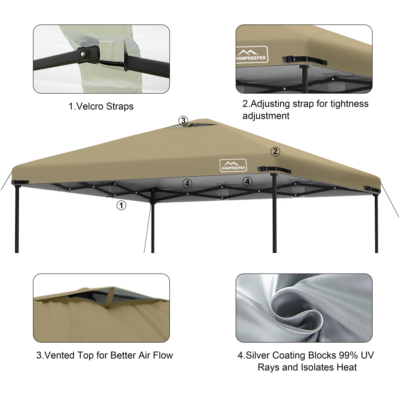KAMPKEEPER toldo instalado en un evento ofreciendo sombra y protección