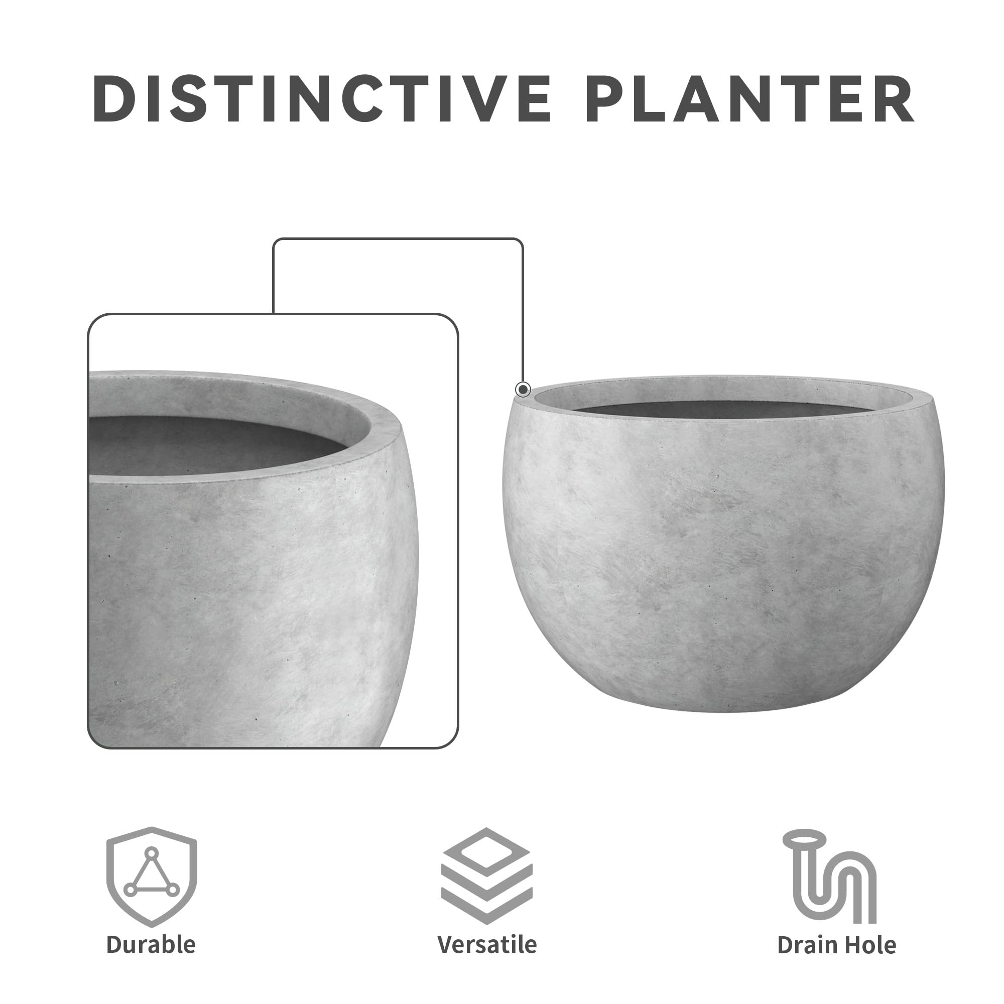 Kante maceta vista lateral mostrando curvas, añade elegancia minimalista