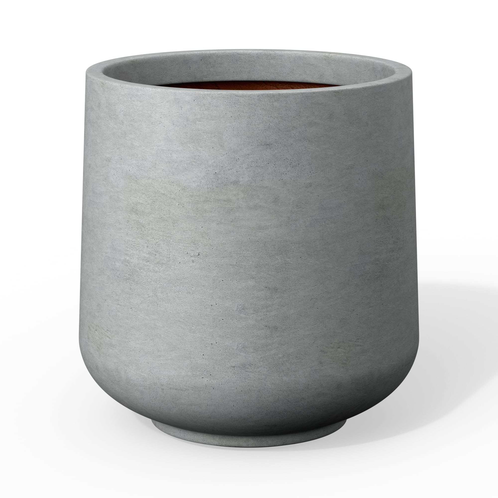 Kante maceta frontal gris claro mostrando diseño elegante y beneficio estético