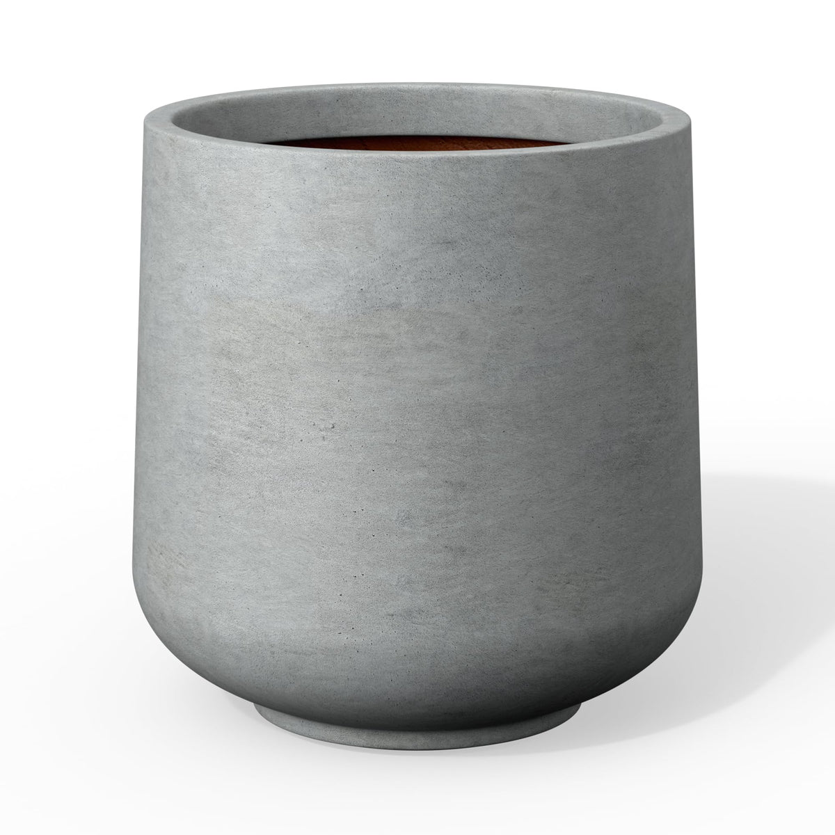 Kante maceta frontal gris claro mostrando diseño elegante y beneficio estético