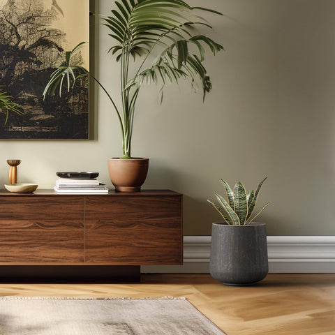 Kante maceta en sala interior aportando estilo y funcionalidad