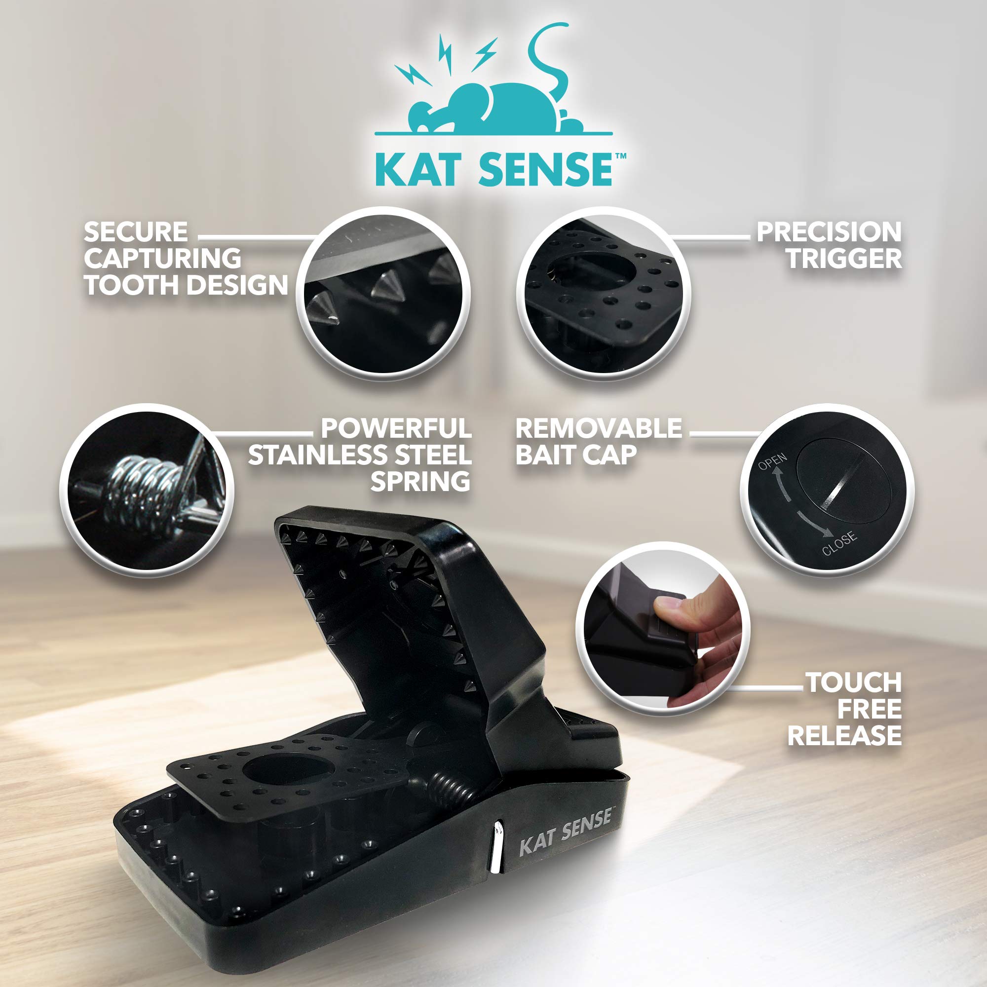 Kat Sense close-up del mecanismo snap destacando activación precisa y eficacia