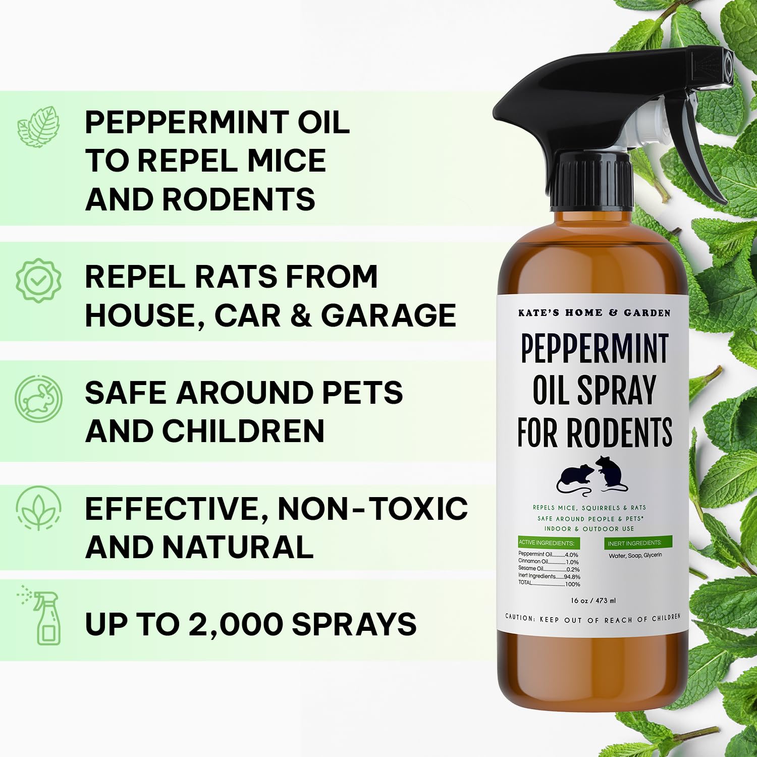 Kate Naturals atomizador cercano que facilita aplicación puntual y control del spray