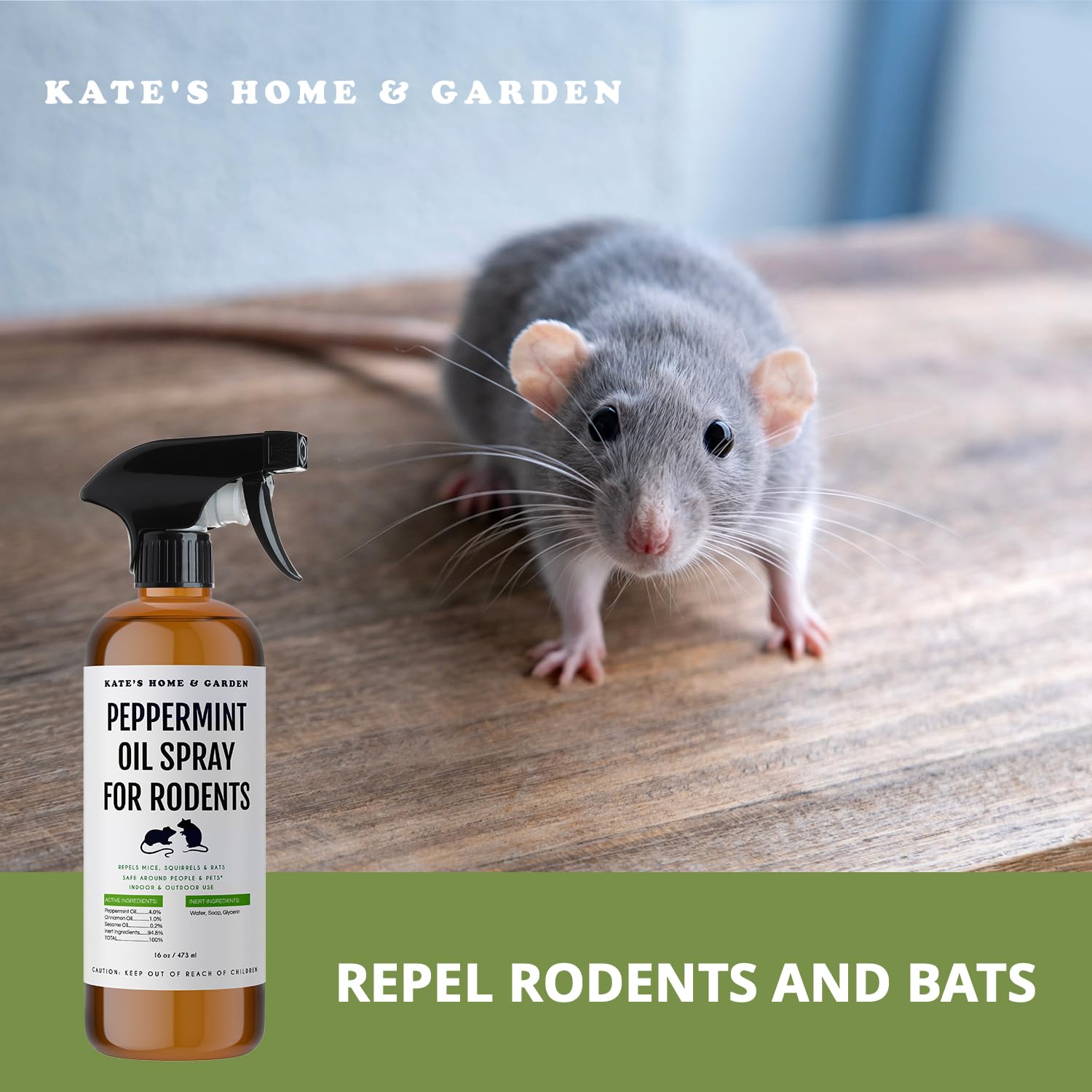 Kate Naturals rociado en torno a cubo de basura para evitar roedores en exterior