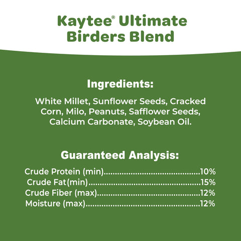 Kaytee jardín con aves comiendo, favorece observación y biodiversidad