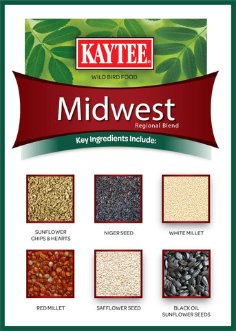Kaytee mezcla servida en comedero con aves, fomenta visitas frecuentes y diversidad
