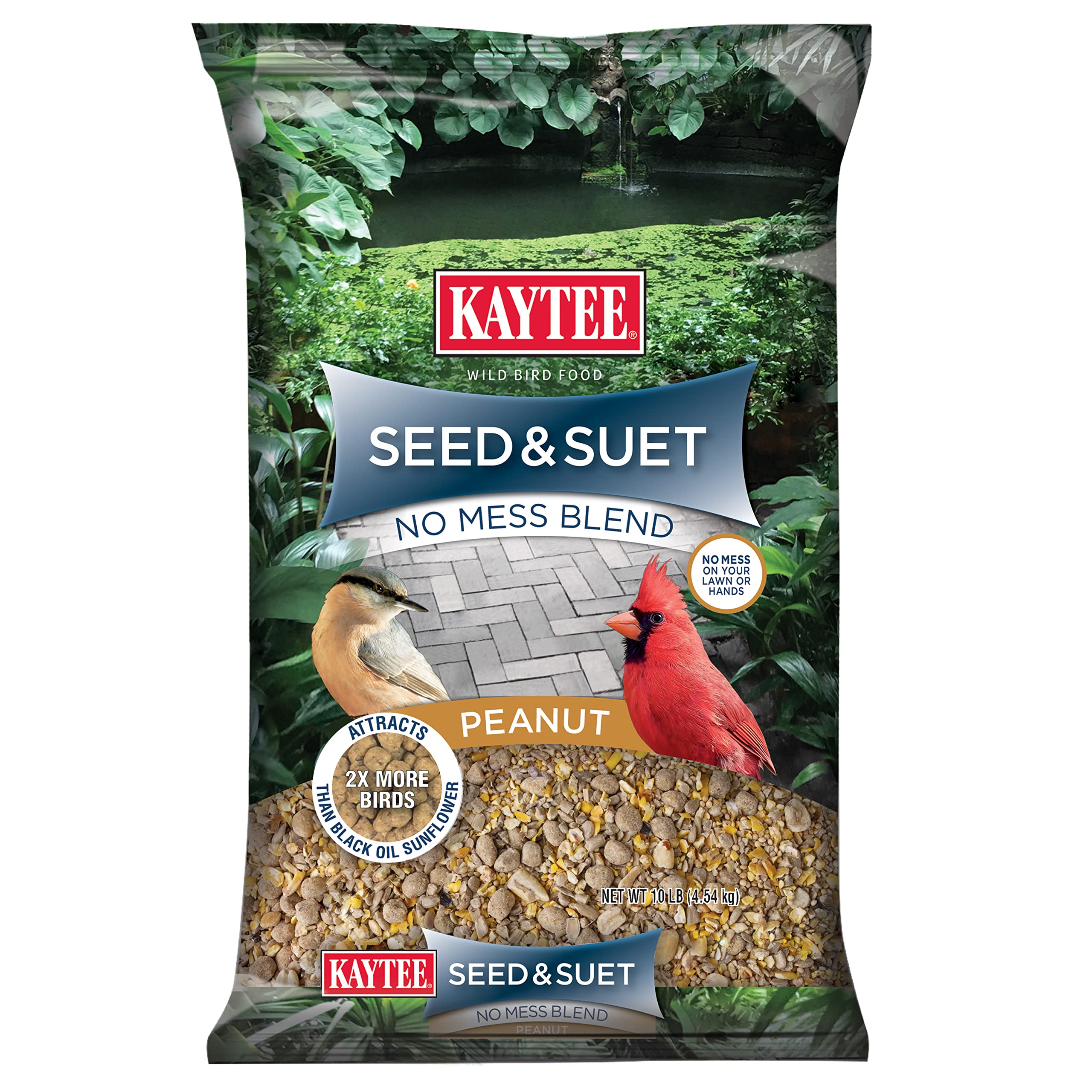 kaytee paquete frontal 10 lb mostrando diseño y beneficio limpieza
