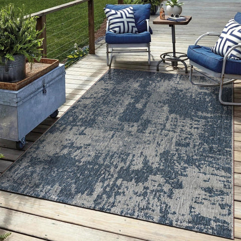 Keen Home Design alfombra frontal mostrando patrón Abstract Navy y atractivo estético
