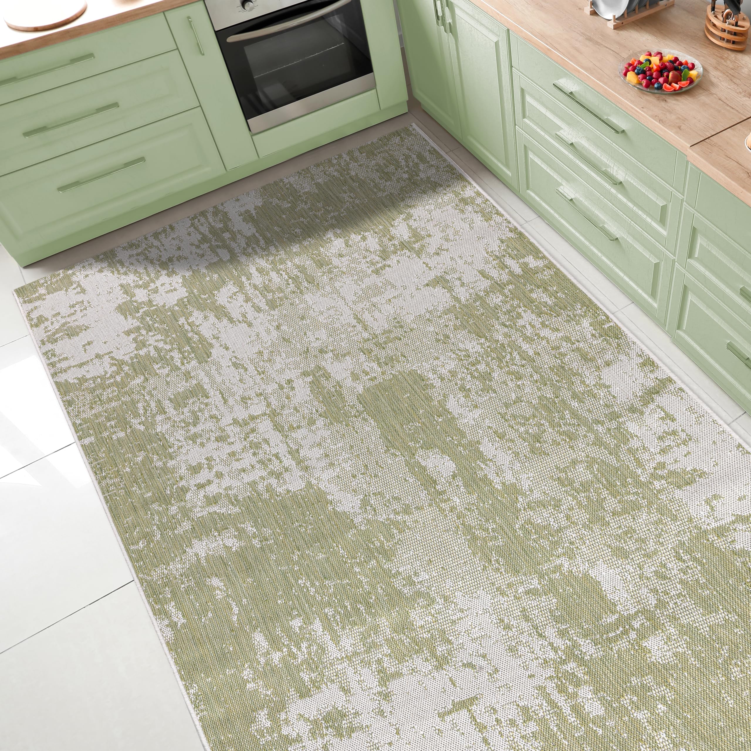Keen Home Design alfombra colocada en porche mostrando resistencia a la intemperie
