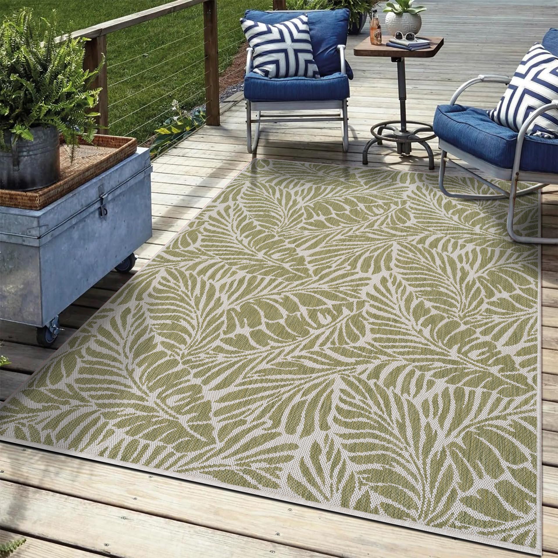 Keen Home Design alfombra frontal mostrando color rainforest green y durabilidad