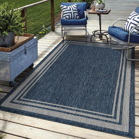 Keen Home Design alfombra frontal mostrando borde azul marino y forma, añade estilo