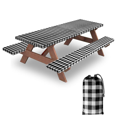 KENOBEE funda mesa frontal en cuadros blanco-negro protege superficie