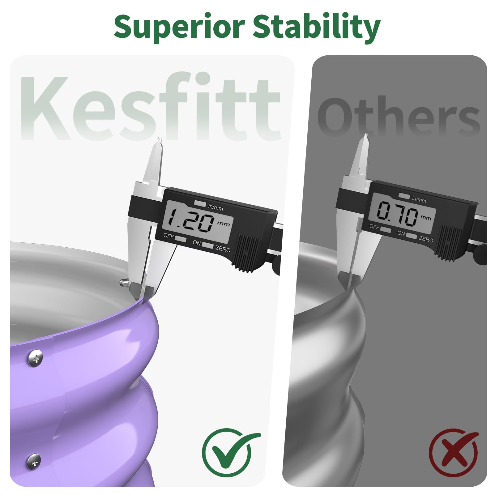 Kesfitt vista interior que destaca la profundidad útil de 12 pulgadas
