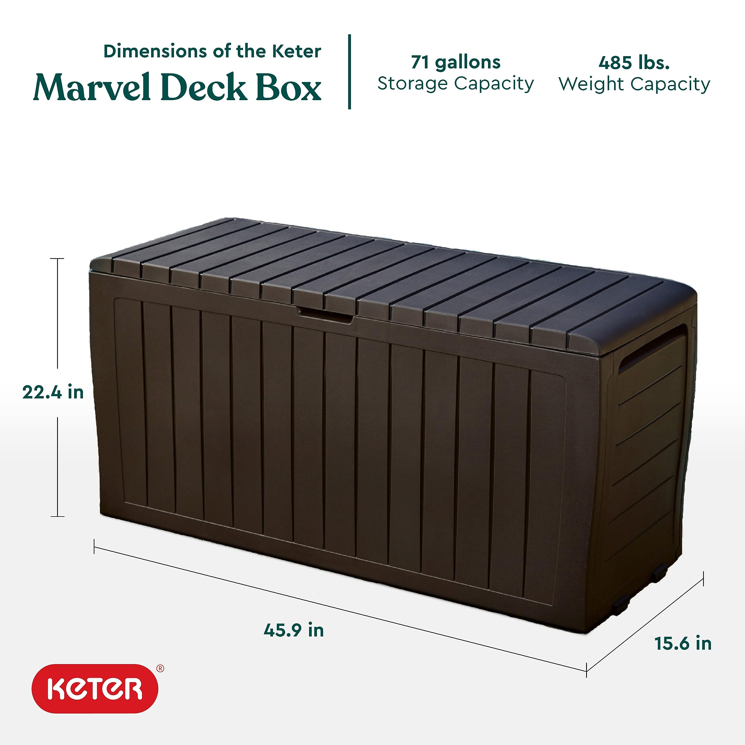 Keter Marvel detalle de textura tipo madera que aporta aspecto natural y durabilidad