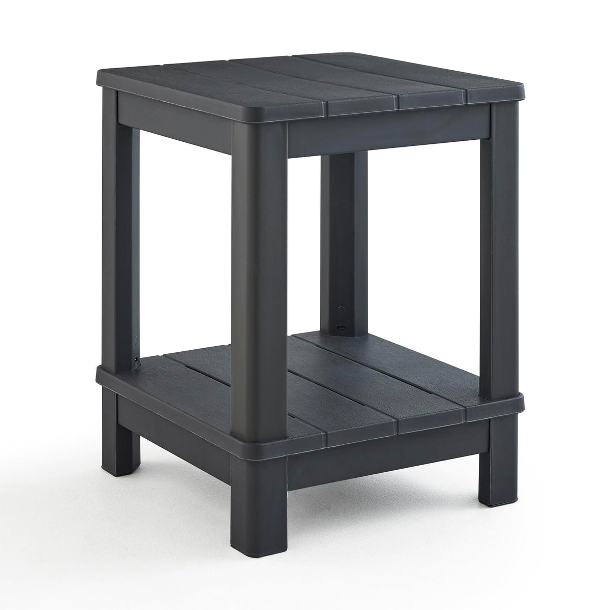 Keter mesita lateral Graphite vista frontal, equilibrio entre estilo y función