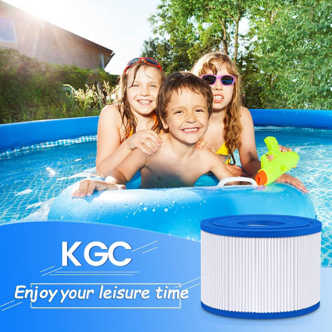 KGC filtro junto a spa inflable indicando agua más clara y experiencia cómoda