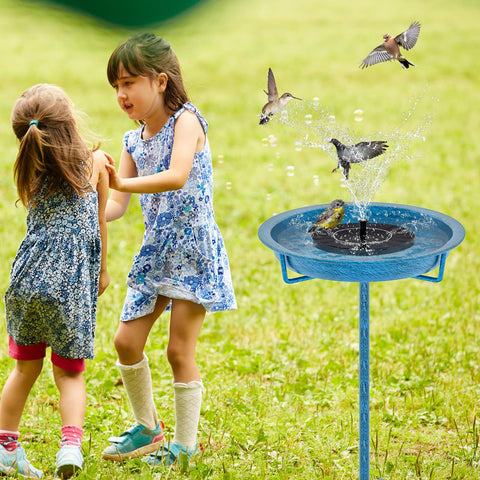 KHayRovies baño para aves instalado en jardín atrayendo pájaros