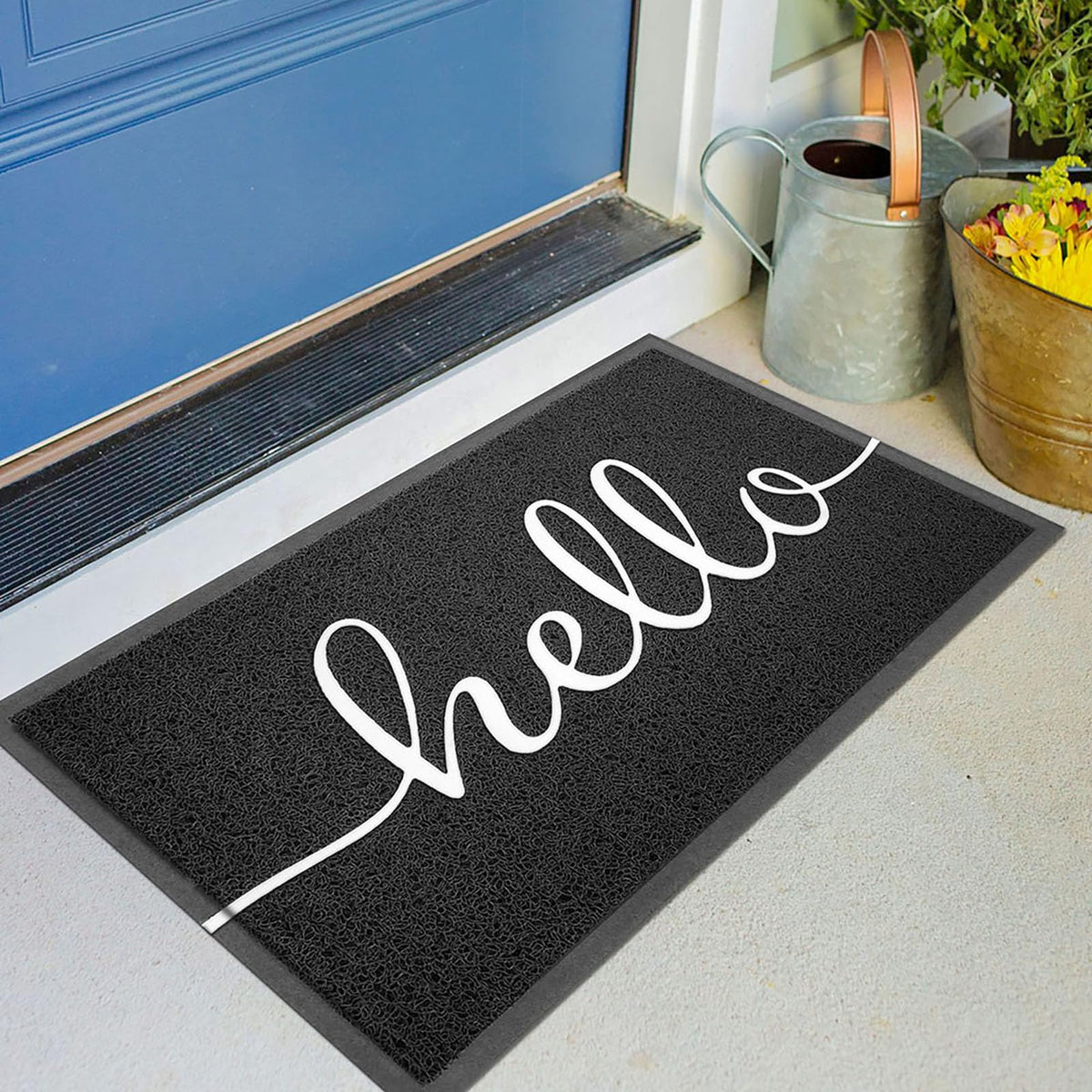 KILOCOCO felpudo frente con diseño "hello" que da bienvenida y atrapa suciedad