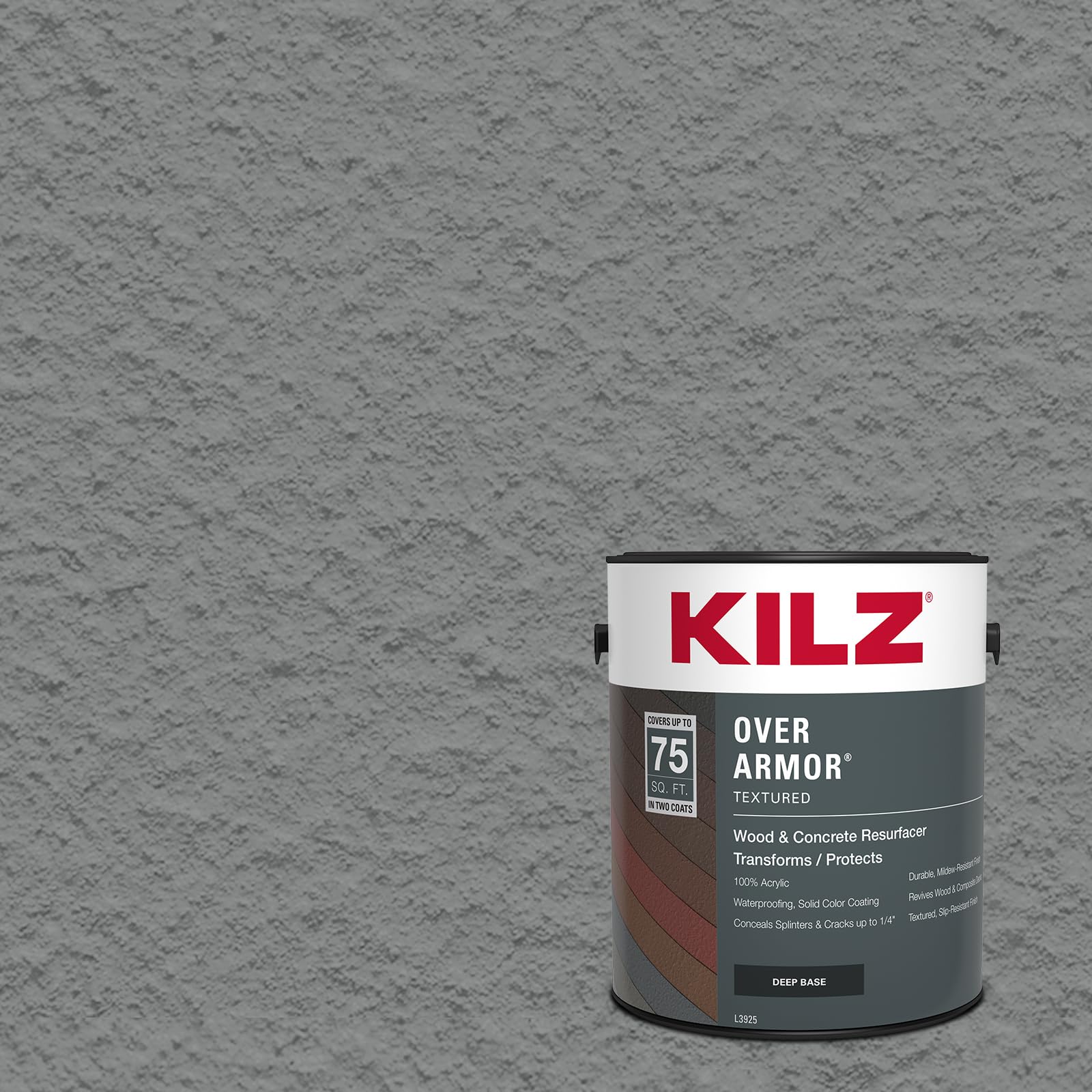 KILZ envase frontal gris pizarra mostrando producto listo para renovar superficies