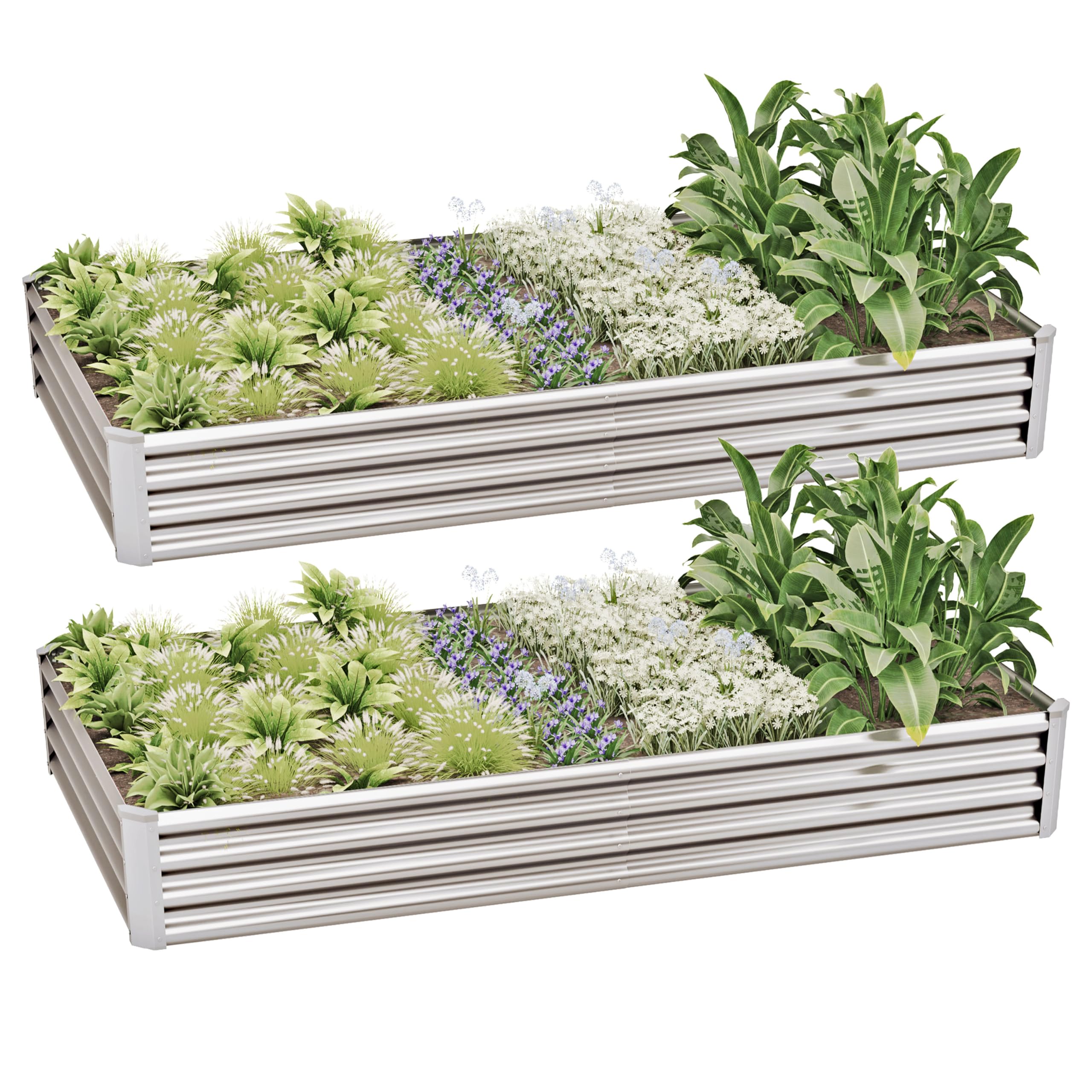 Kinddeer vista frontal del pack de dos jardineras, amplia área de cultivo