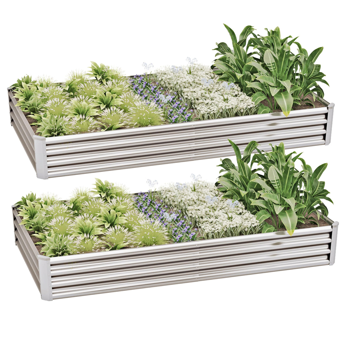 Kinddeer vista frontal del pack de dos jardineras, amplia área de cultivo