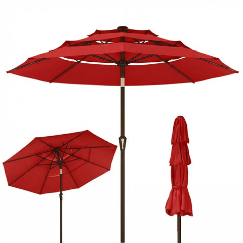 Kingdura vista frontal roja con amplia sombra y protección UV