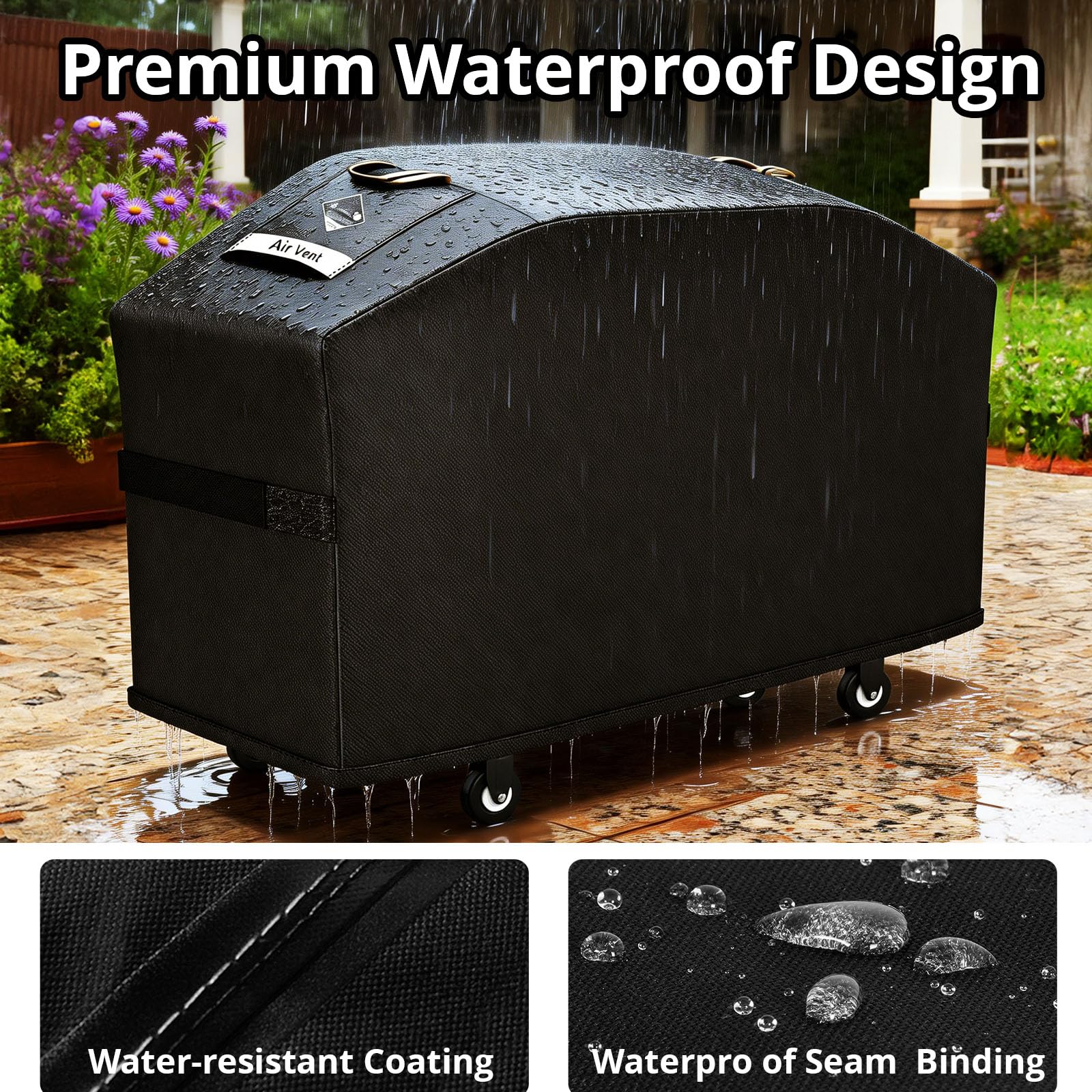 KINGLY funda cubriendo parrilla bajo lluvia para protección total