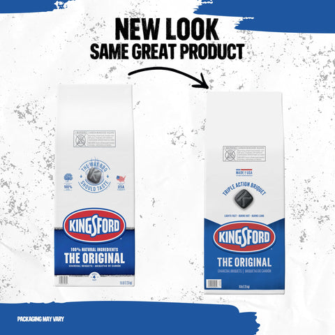 Kingsford textura de briqueta en detalle, consistente para combustión uniforme