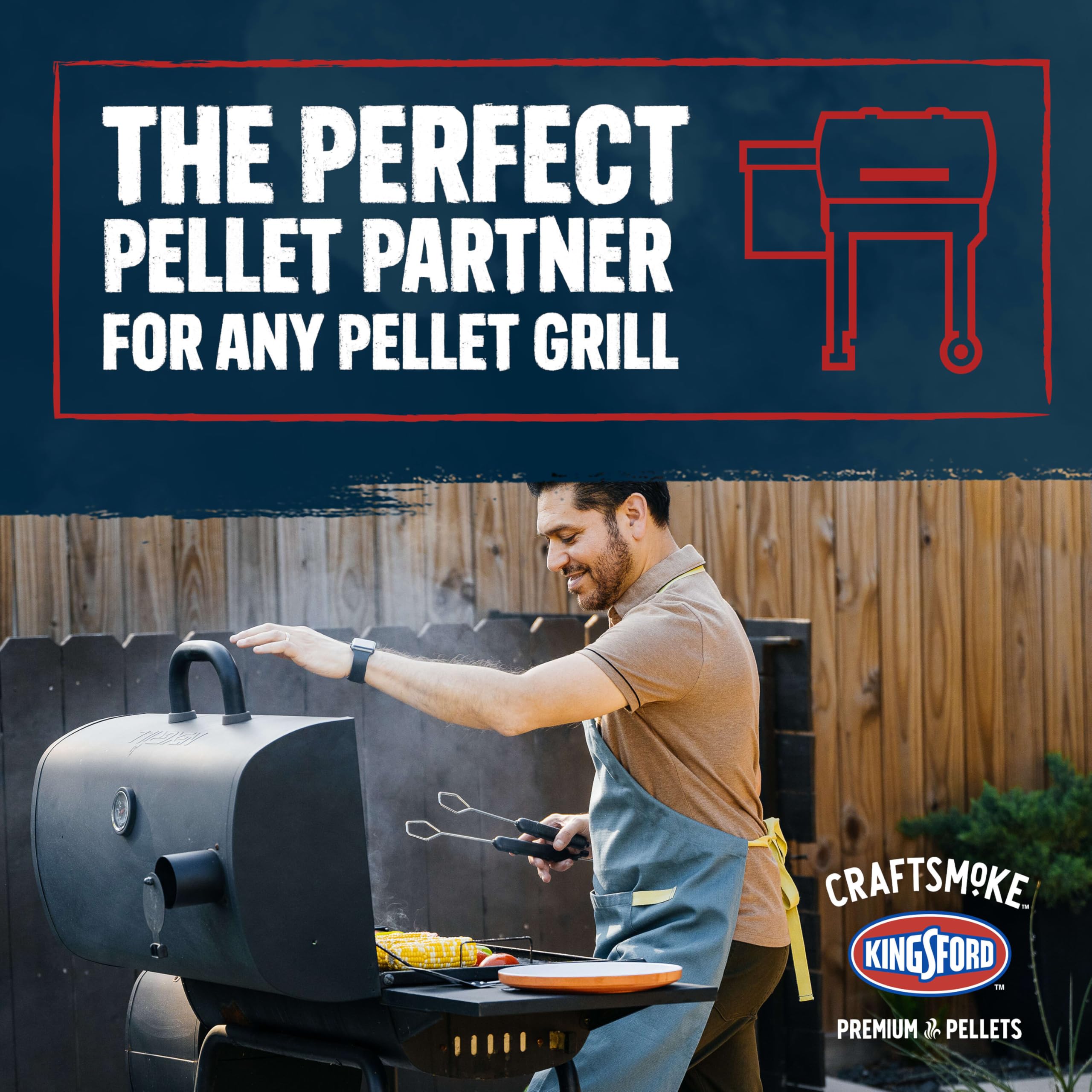 Kingsford pellets alimentando la tolva de una parrilla, optimizan el control de temperatura