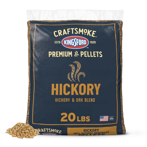 Kingsford Craftsmoke frente del paquete mostrando 20 libras y facilidad de uso