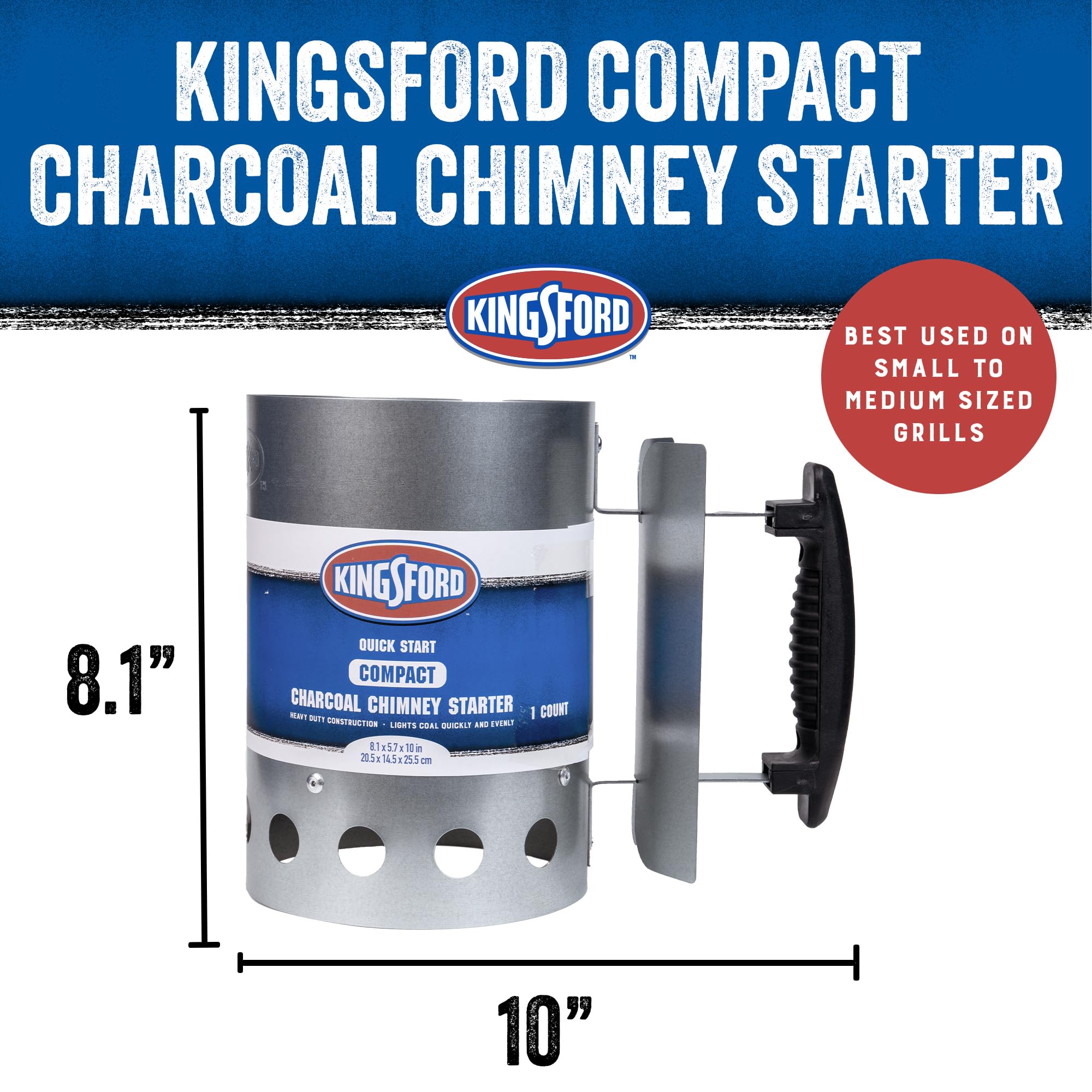 Kingsford detalle del mango stay-cool que protege las manos al manipular