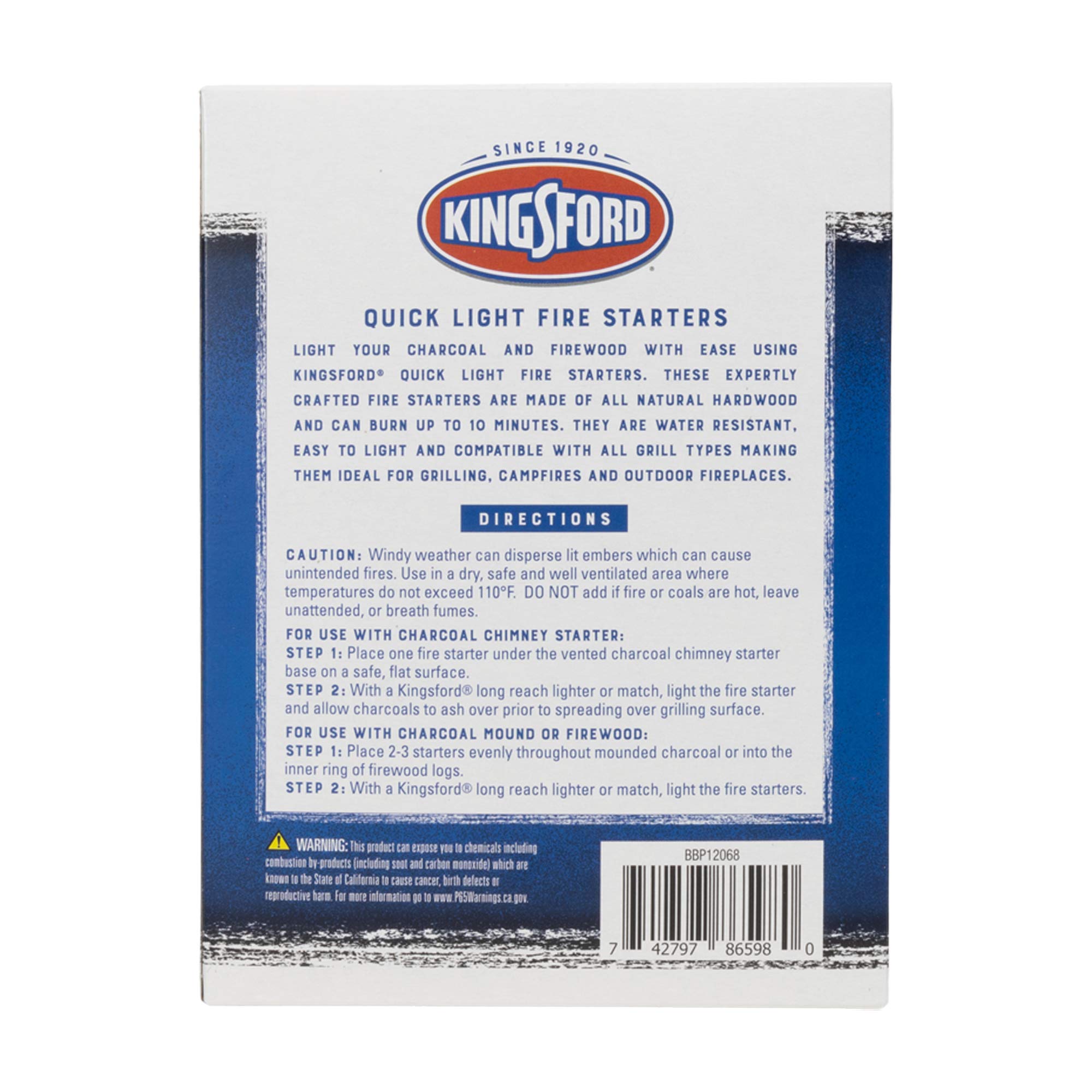 Kingsford rollos en una fogata de camping para encendido confiable