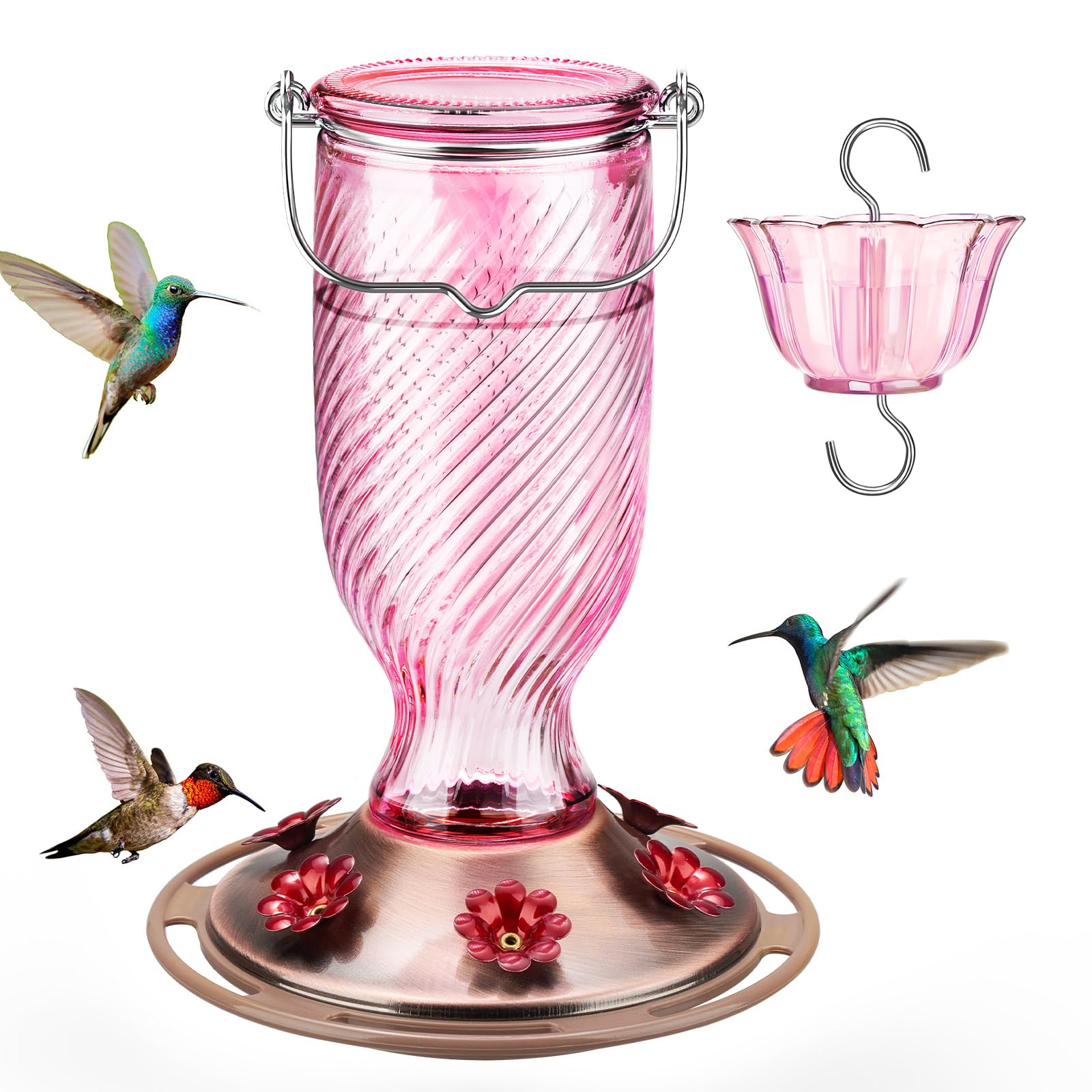 Kingsyard comedero frontal de cristal atractivo para colibríes en jardín