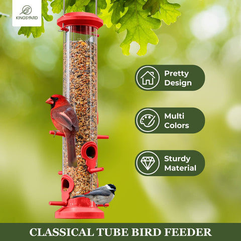 Kingsyard detalle de los seis puertos con perchas para alimentar varias aves