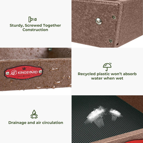 Kingsyard textura del plástico reciclado resistente a la intemperie evidenciando durabilidad