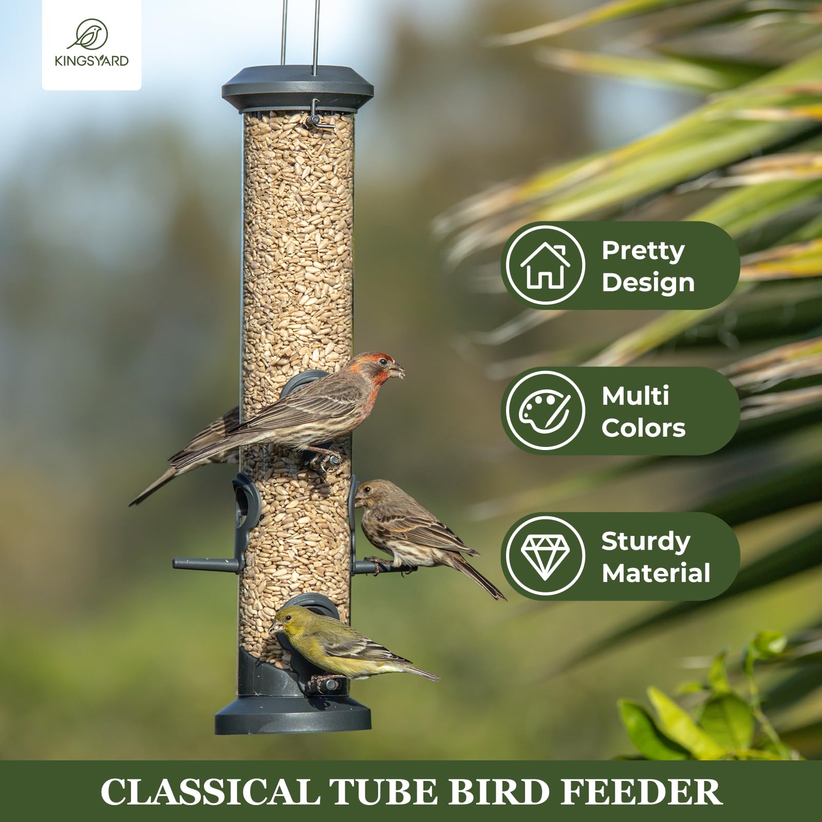 Kingsyard detalle de posaderos que permite a varias aves alimentarse