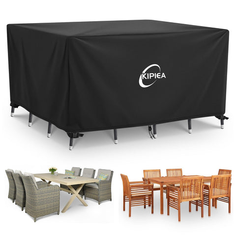 Kipiea vista frontal de la funda protegiendo set de patio, protección completa
