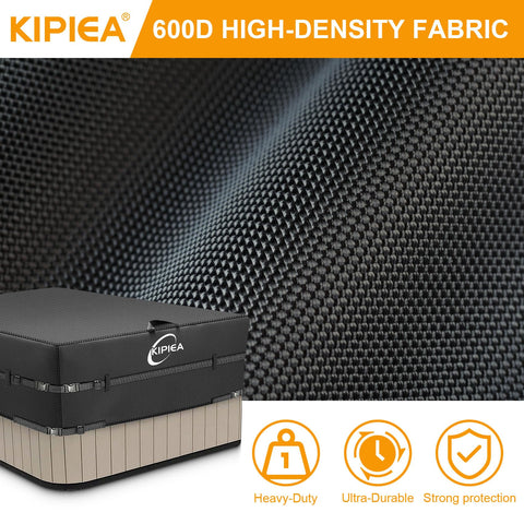 Kipiea funda instalada sobre spa exterior protegiendo de lluvia