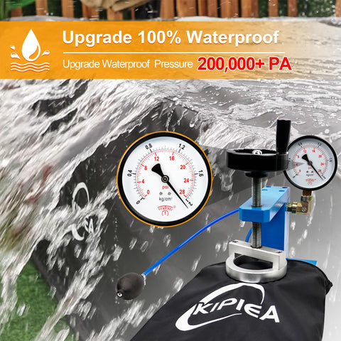 Kipiea funda sobre mesa bajo lluvia, mantiene muebles secos