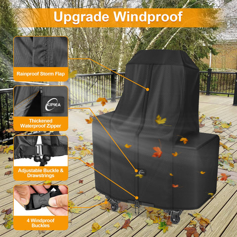 Kipiea funda colocada sobre parrilla en jardín para protección diaria