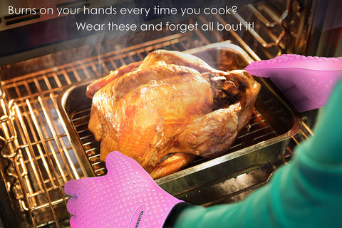 KITCHEN PERFECTION guantes usados en parrilla protegiendo manos del calor
