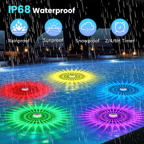 Kitloo luces RGB flotando en piscina creando ambiente festivo