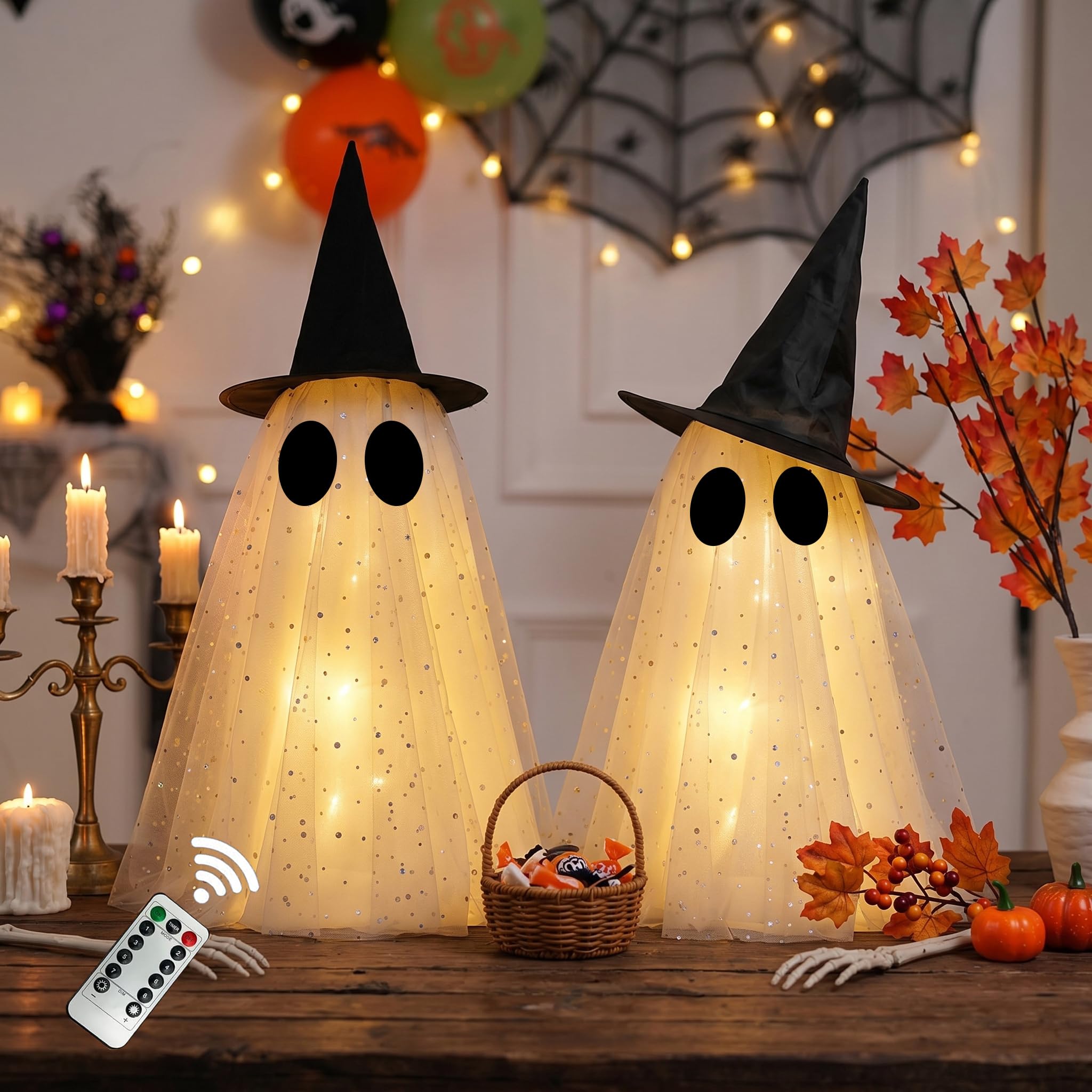 KIWDY fantasmas en repisa de chimenea para decoración interior