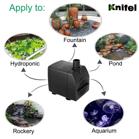 Knifel instalada en jardín con fuente, mejora la circulación y estética