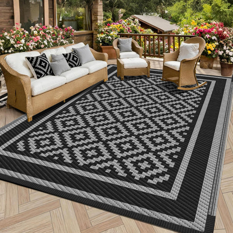 kohree alfombra vista frontal 8x10 con diseño diamante y mayor durabilidad