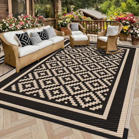 Kohree alfombra exterior frontal mostrando diseño diamante y beneficio estético
