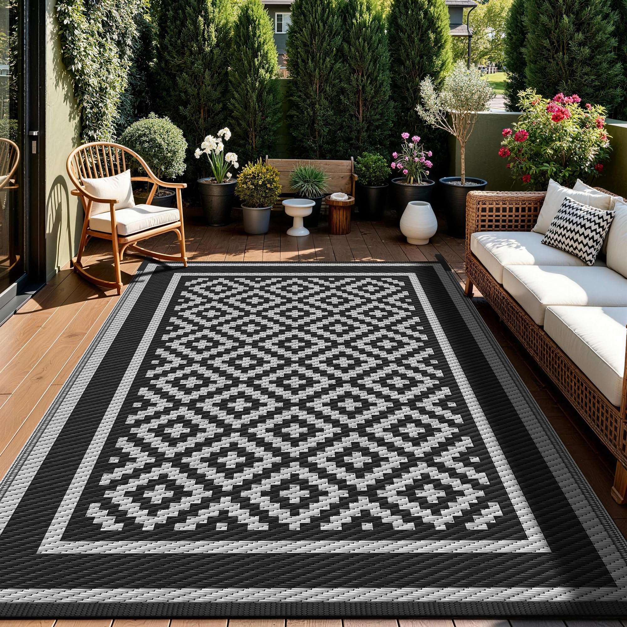 kohree alfombra reversible mostrando lado negro y gris para cambio de estilo