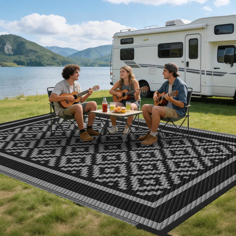 kohree alfombra 8x10 junto a persona para comparar tamaño y cubrir espacios
